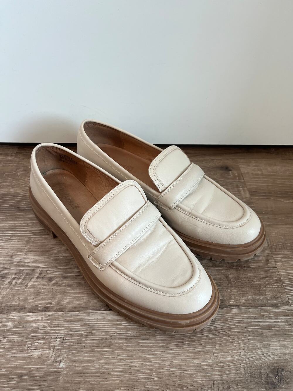 Madewell Women's Size 9 Cream Rose Leather Chunky Loafers NG675